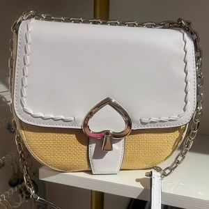 Kate Spade Robyn Straw Whitedove Leather Crossbody